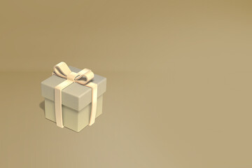 cartbox gift box 3D illustration with yellow ribbon on cartbox background