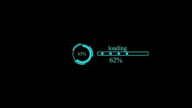 Digital loading vertical bar animation design concept
Progress indicator 0 to 100 motion on black background
