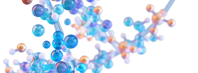 Amino acids in protein molecules, essential for DNA molecular structure, metabolism, muscle synthesis, recovery. MicroRNA gene expression. Health, fitness, nutrition, dietary supplements PNG banner	
