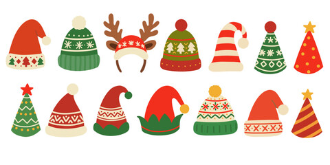 Christmas and winter Hats. Santa hat