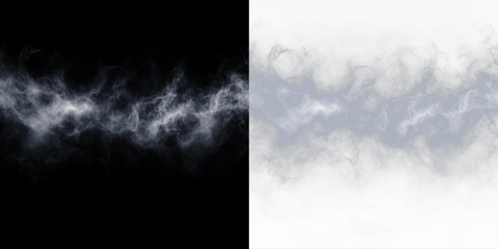 Ethereal smoke overlay in contrasting black and white backgrounds, creating a mystical atmosphere for design projects, enhancing visual storytelling and creativity