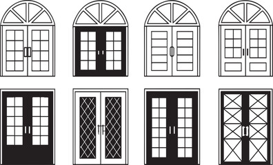 Collection of Different Door Designs in Black and White Vector Format