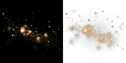 Golden sparkles overlay on contrasting black and white backgrounds, creating a magical atmosphere...
