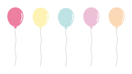 淡い色の風船セット　カラフル Pale colored balloon set, colorful © saku