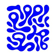 Abstract blue organic blob shapes pattern background