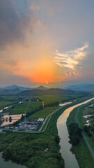 sunset over the river