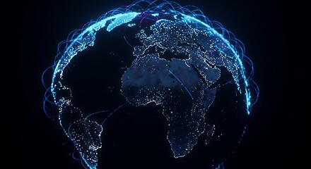 Digital earth globe with glowing network connections over africa
