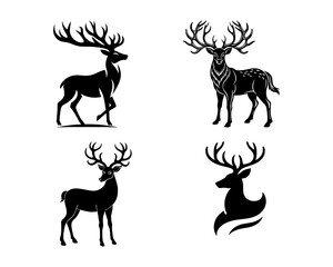 deer logo set, deer vector silhouette, deer silhouette, deer vector, silhouette, deer set, animal silhouette, vector, deer antler silhouette, forest animal logo