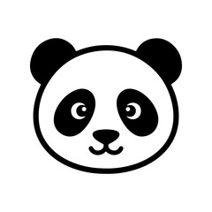 Minimalist Black and White Panda Face Icon with Rounded Shapes