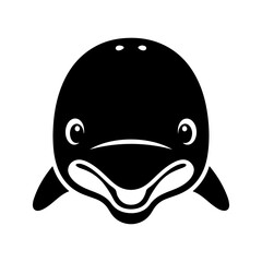 Black and White Stylized Dolphin Head Vector Icon on Clean White Background
