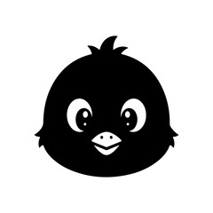 Simple Black Chick Head Vector Graphic with Cute Expression