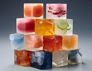 Colorful stack of assorted soap cubes arranged artistically at a craft fair showcasing handmade products