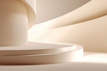 Fototapeta premium Soft Curved Shapes in Minimalist Interior Design with Natural Light and Neutral Tones