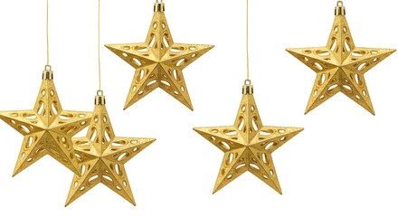 Sparkling golden Christmas star decoration for a festive holiday tree object