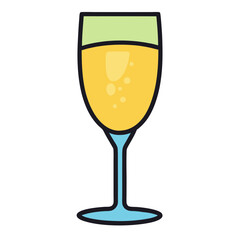 Illustration of champagne glass with bubbles, perfect for celebrating special occasions and events