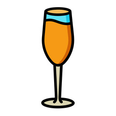 Illustration of mimosa cocktail drink in tall glass for brunch celebration and party time