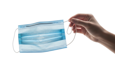 Hand Holding Surgical Mask, Isolated, Cutout, Transparent PNG
