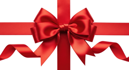 Red Ribbon and Bow, Isolated, Cutout, Transparent PNG