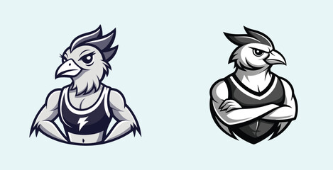 Logotype Stylized stylish bird sports dressup logo vector art design illustration