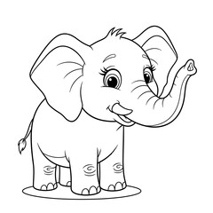 Naklejka premium Cute Elephant Coloring Page.