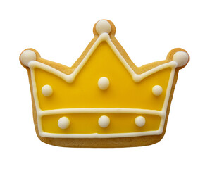 Yellow Crown Shaped Icing Cookie Close Up