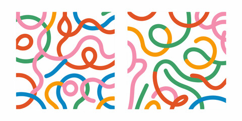 Obraz premium Abstract colorful wavy lines pattern with organic shapes on white background