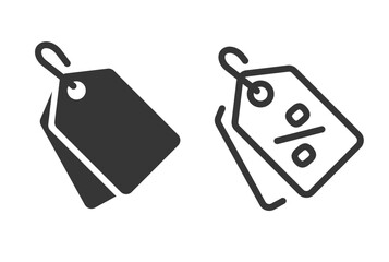 Discount offer sale tag icon line stroke outline graphic illustration set, simple price promotion special offer tag badge pictogram sign symbol solid bold shape silhouette