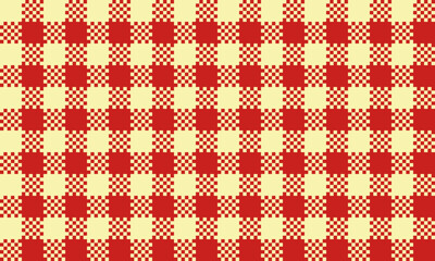 A timeless red and light yellow checkered pattern, a seamless gingham texture for a traditional country picnic background