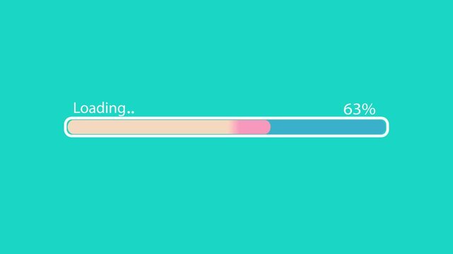 Minimalist loading bar animation with progress percentage 37 percent complete on bright teal