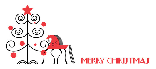 Vector red horse symbol of new year 2026 according to Asian Chinese calendar. Traditional Chinese zodiac Year of the Horse design in mezen art style