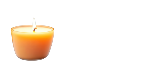 Burning candle light flame in glass on transparent background for festive and spiritual occasions