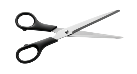 Open black scissors isolated PNG with Transparent Background