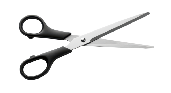 Open black scissors isolated PNG with Transparent Background