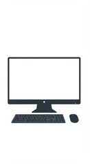 Fototapeta premium A modern desktop computer setup with a blank screen and peripherals.