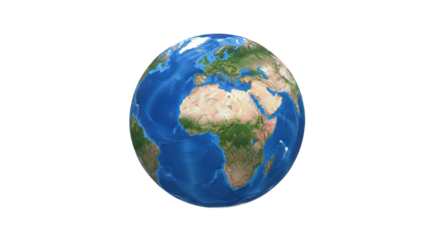 Earth globe with Europe and Africa view isolated PNG with Transparent Background