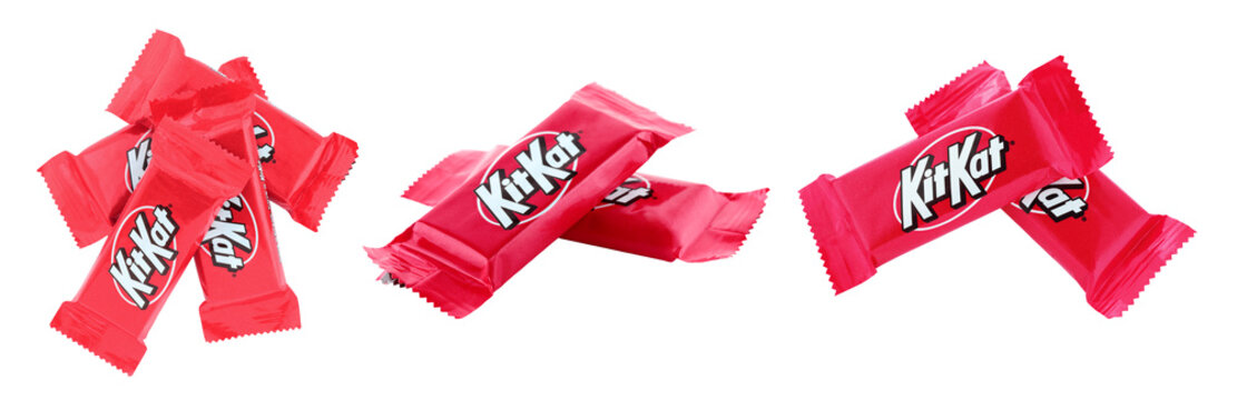 Set of KitKat chocolate bar packs, on transparent background