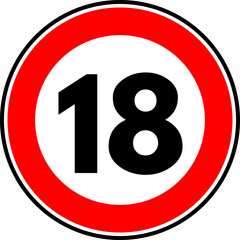 Speed limit 18 traffic sign, Speed limit 18 kilometers per hour road sign © Oualid