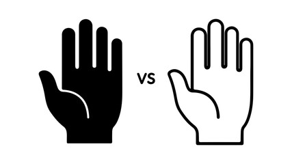 Obraz premium Hands comparison outline and solid with transparent background