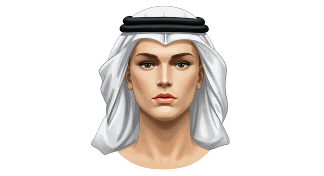 Portrait of a Man in Traditional Arab Attire, Featuring a White Ghutra and Black Agal