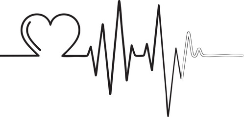A continuous line drawing of a heart symbol transitioning into an EKG heartbeat pulse.