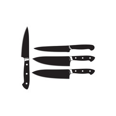 Illustration of collection of sharp kitchen knives, essential tools for cooking