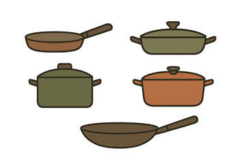 Essential kitchen cookware set featuring saucepans frying pans and cooking pots