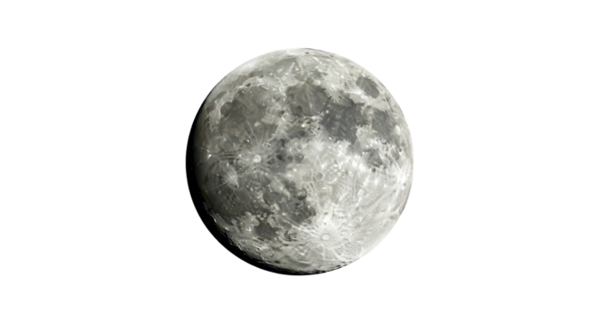 Full moon surface with craters isolated PNG with Transparent Background