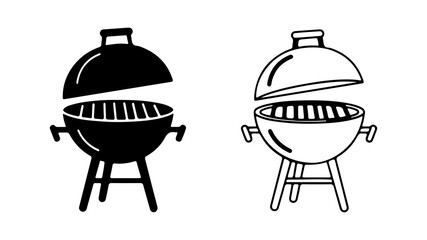 Grills with open lids and transparent background