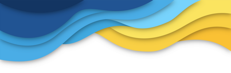 Abstract Blue and Yellow Paper Cut Waves