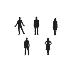 Illustration of silhouettes of five people standing, representing diversity and inclusion