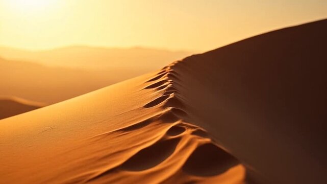 Sand Falling Down Desert Dune at Golden Hour Sunset	