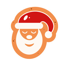 Gingerbread vector Santa Claus isolated transparent background. Vector illustration of fun Santa head. Perfect Christmas element for Xmas art sticker icon. EPS 10