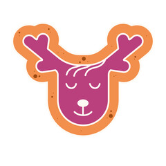 Gingerbread vector Christmas reindeer isolated transparent. Vector cute reindeer sweet cake. Perfect Christmas element for Xmas art poster cover decor. EPS 10