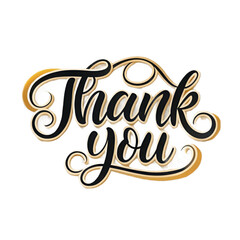 Stylized "Thank You" lettering, black text with gold trim, on transparent background